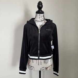 y2k bebe rhinestone black velour hoodie